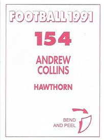 1991 Select AFL Stickers #154 Andrew Collins Back